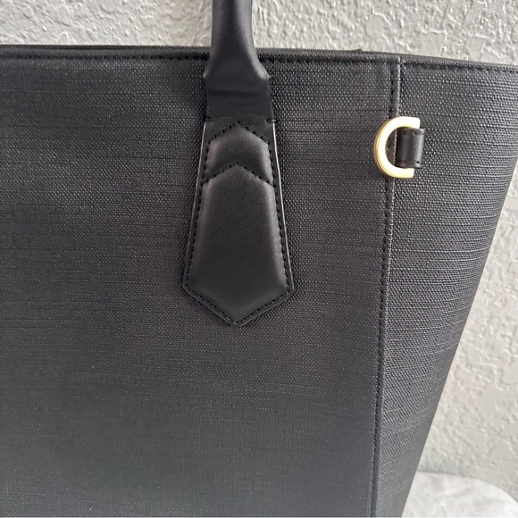 Dagne Dover Black Structured Work Tote Gold Hardware Laptop Bag - Picture 4 of 16
